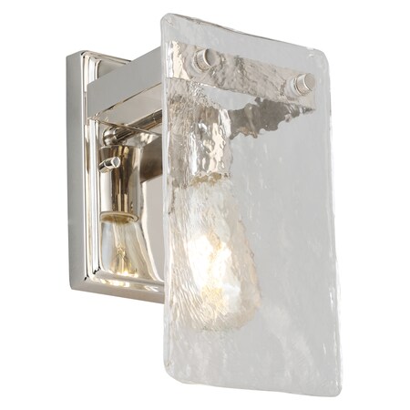 One Light Wall Light W/ Polished Nickel Finish And Clear Hand Sculpted